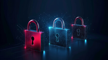 Security measures in digital spaces cyber locking techniques online infographic futuristic close-up data protection concept