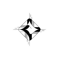 Art Deco Geometric Ornament: Black Diamond on White, Modern Design