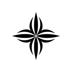 Geometric Star Flower Design in Black and White, Minimalist Pattern
