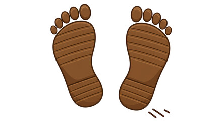 Isolated Footprints in the Mud on White Surface