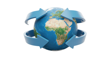 Isolated Globe Surrounded by Arrows Signifying Global Circulation