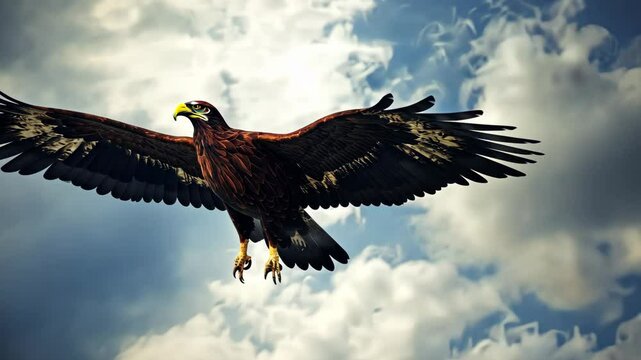 A majestic eagle soaring through the sky, its sharp talons outstretched, ready to snatch its prey