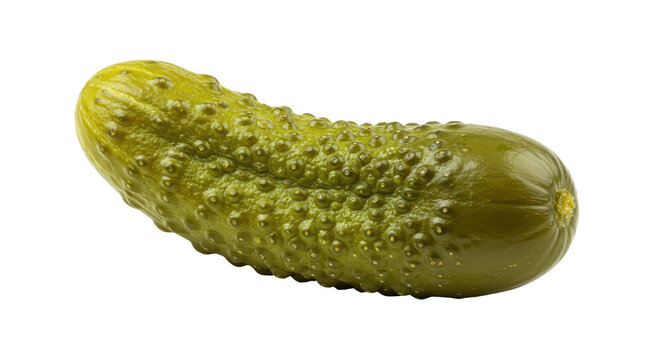 Isolated Close-up of a Green Pickled Cucumber with Bumpy Texture