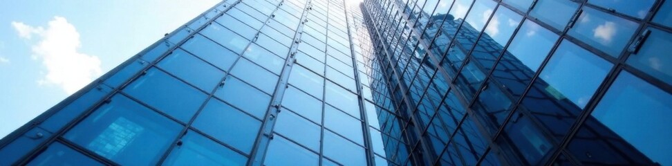 Fototapeta premium Modern glass and steel skyscraper facade with sleek lines and minimalist design , glass, urban landscape, concrete