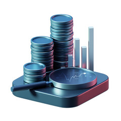 3D Stock Market Analysis with Financial Data Chart Graph and Trading for Investment and Finance Transparent PNG.
