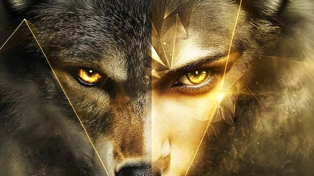 Wolf Woman Divided Face