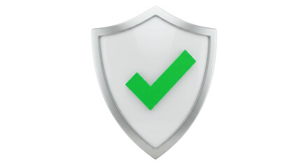 Isolated Silver Shield with Green Check Mark for Approval