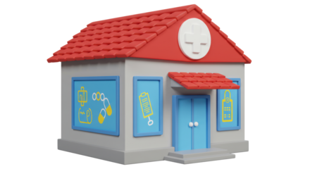 Isolated Cartoon Style Medical Clinic or Doctor's Office