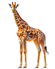 Fototapeta premium Majestic giraffe isolated transparent background african wildlife safari animal portrait