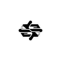 Geometric Logo Design with Symmetrical Black Shapes on White