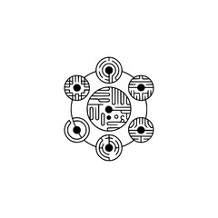 Abstract Tech Mandala: Minimalist Geometric Circuit Board Design