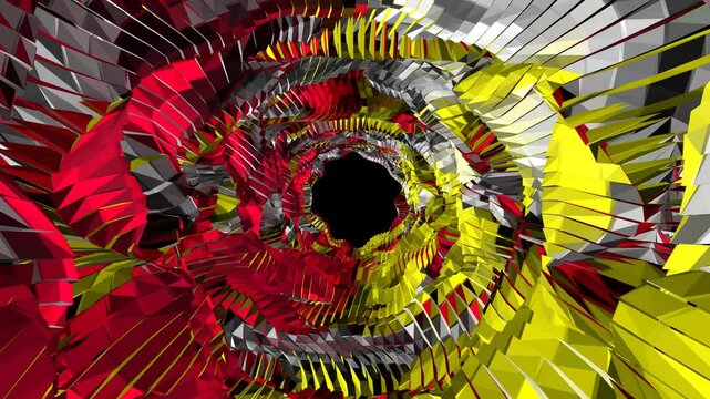 skull and crossbones colourful tunnel. gold and red tunnel. 	