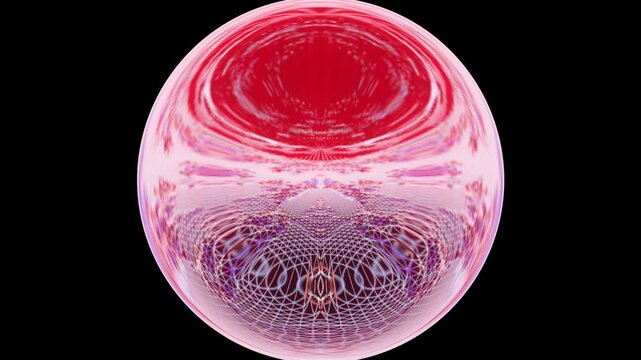 Digital Red Sphere, Cybernetic Vision, Fractal Harmony., red lens. motion video for designers