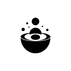 Abstract Black Bowl and Spheres Minimalist Illustration
