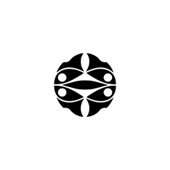 Obraz premium Modern Abstract Geometric Black and White Orb Design on Neutral Background