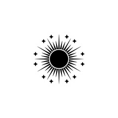 Celestial Sunburst Design, Minimalist Black & Cream Illustration