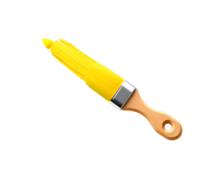 Yellow paint brush on a transparent background
