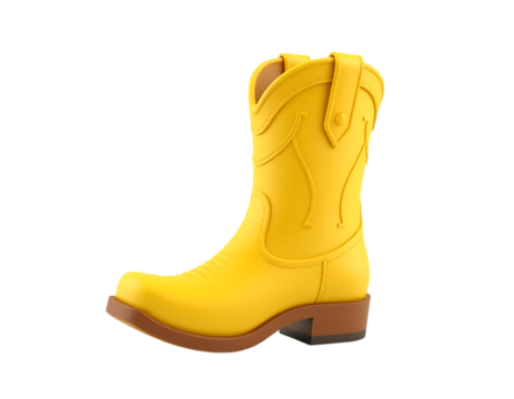 Yellow Cowboy Boot Isolated on White Background