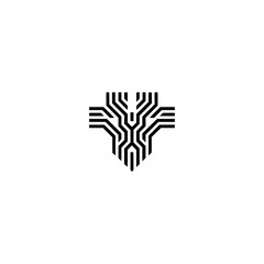 Minimalist Tech Tree Logo: Geometric Circuitry Design