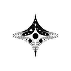 Fototapeta premium Geometric Space Emblem: Abstract Black and White Illustration