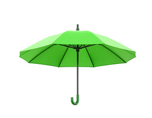 Open green umbrella isolated on transparent background
