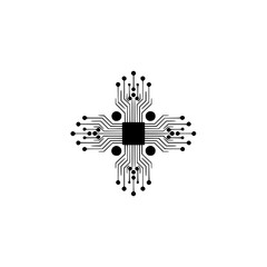 Fototapeta premium Minimalist Circuit Board Design with Shadow, Grey on White Background