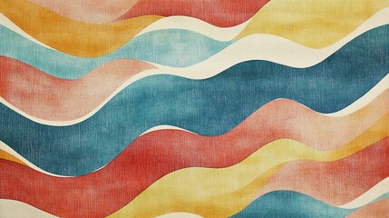 A bright and playful wavy pattern in warm and cool colors, evoking a sense of joy and creativity