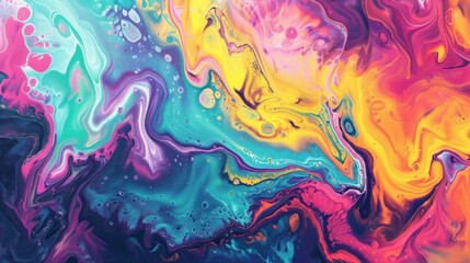 A vibrant abstract painting with bold colors and dynamic brushstrokes.