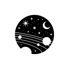 Celestial Sphere: Minimalist Starry Night Icon