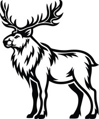 Majestic moose silhouette and line art vector illustration with premium quality, majestic moose isolated vector art