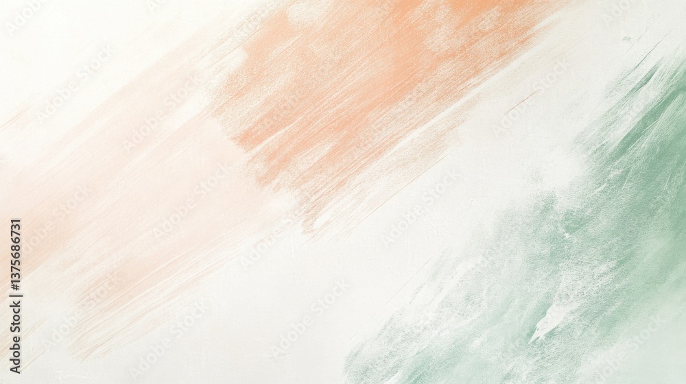 Poster soft white background with faint pencil strokes of pastel peach and mint green for subtle texture
