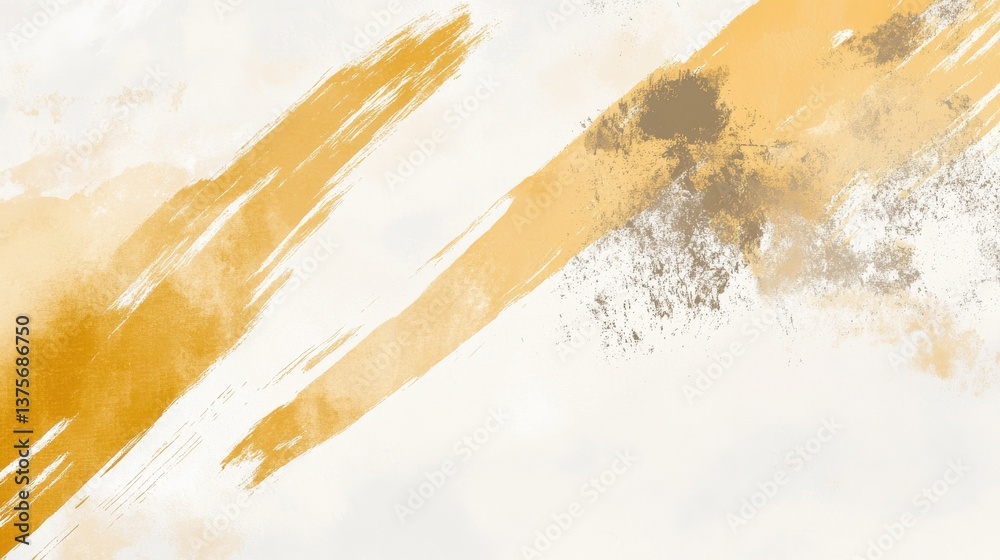 Poster soft white background with bold ochre pencil strokes creating abstract texture and vintage style