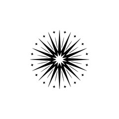Fototapeta premium Black Starburst Icon on White: Minimalist Design Element