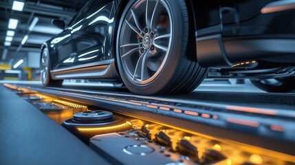 Fototapeta premium Road with wireless charging for electric cars