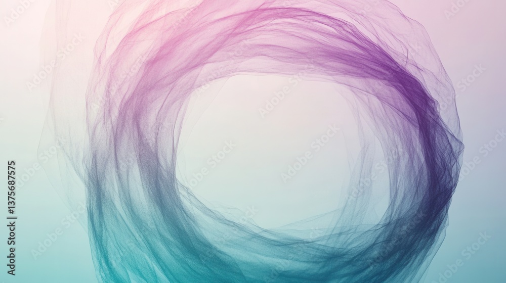 Poster Abstract Circle of Soft Pencil Strokes with Gradient Transition from Pink to Teal for Modern Backgrounds