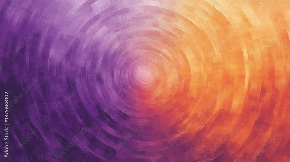 Aufkleber Gradient Swirl: Soft Circular Pattern with Purple to Orange Transitions and Abstract Wood Grain Texture for Backgrounds