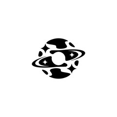 Abstract Planetary Logo with Stars, Minimalist Design