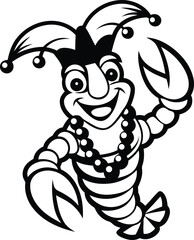 Funny and cartoon illustration of a lively lobster silhouette and line art vector illustration, cartoon illustration of a lively lobster vector art