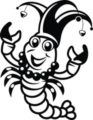 Funny and cartoon illustration of a lively lobster silhouette and line art vector illustration, cartoon illustration of a lively lobster vector art