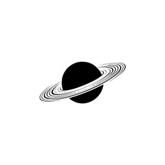 Minimalist Saturn Silhouette: Modern Space Icon, Vector Design