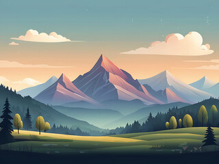 Fantasy Cartoon Mountain Scene Design