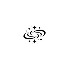Minimalist Galaxy Logo Design on White, Cosmic Icon