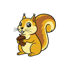 Obraz premium Cute Squirrel with Acorn Vector Illustration