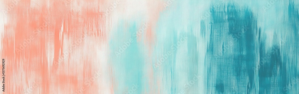 Poster Elegant pencil strokes create undefined strokes in mute coral and aqua tones with soft texture ideal for backdrop