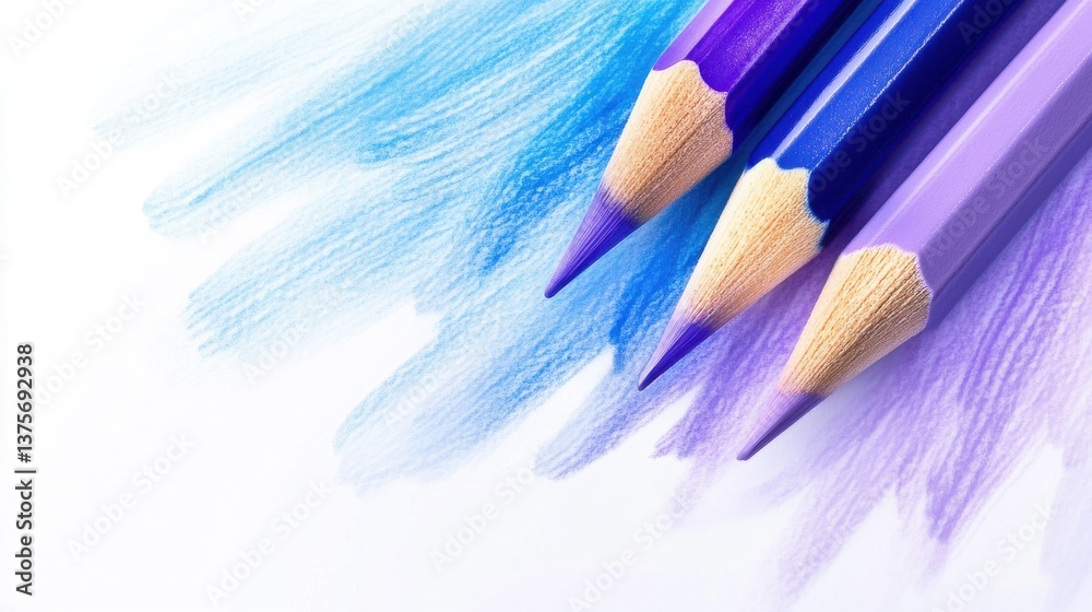 Poster gradient hues: translucent pencil strokes and vibrant color pencils in artistic composition