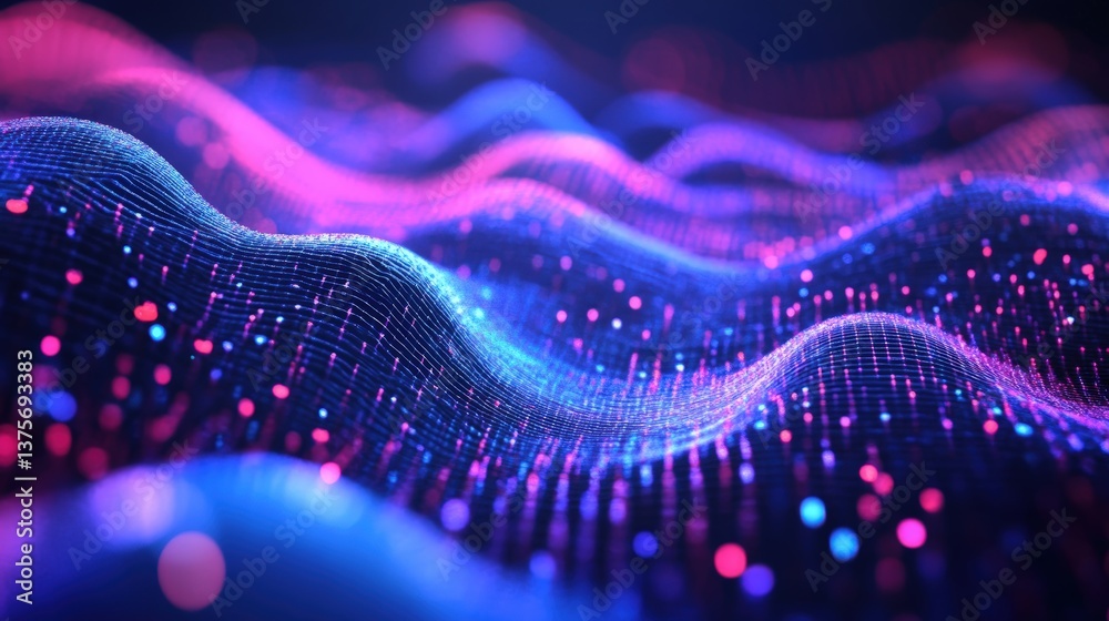 Poster Ethereal wave of light flowing in the dark creating a mesmerizing visual experience of illumination and motion