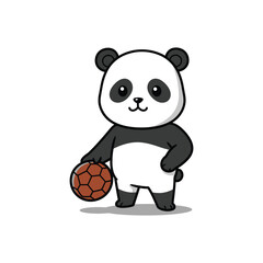 Cute Panda with Ball Vector Illustration