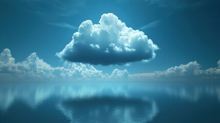 A soft white cloud floating in a clear sky representing the financial advantages of cloud computing services today