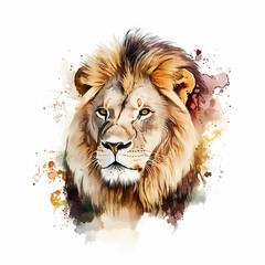 watercolor illustration of lion