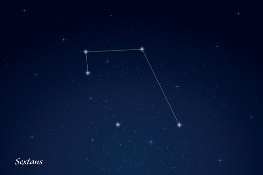 Sextans Constellation with Star Names in Night Sky